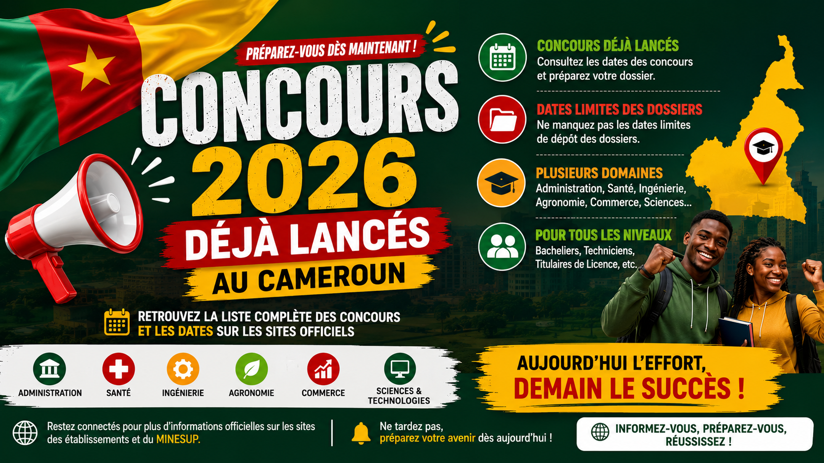 Les concours lancés au Cameroun